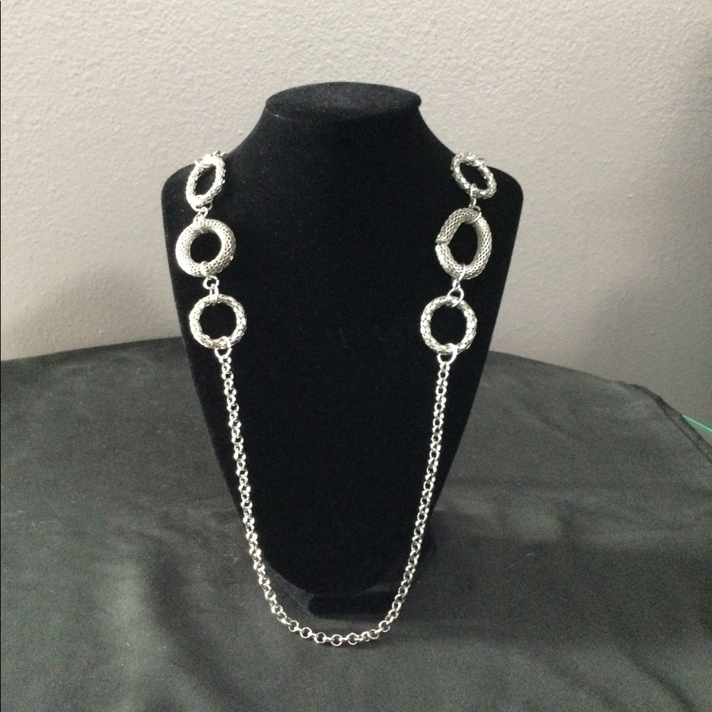 Silver textured circle necklace-costume jewelry